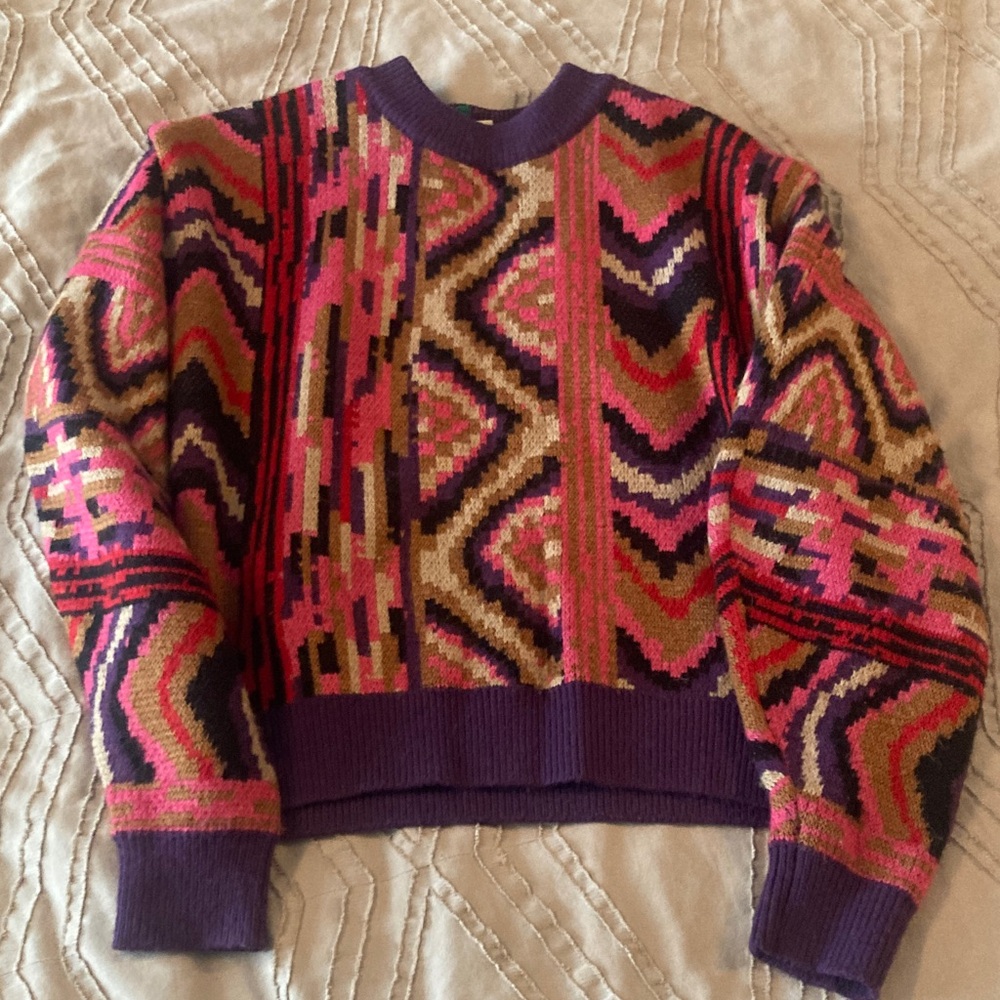 Farm Rio- stripes and patches sweater - size small